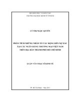 Phân tích những nhân tố tác động đến nợ xấu tại các ngân hàng thương mại Việt Nam trên địa bàn TPHCM