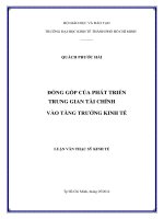 Luận văn Thạc sĩ 2014 Đóng góp của phát triển trung gian tài chính vào tăng trưởng kinh tế