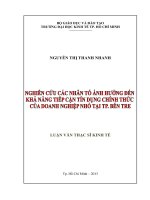 Luận văn thạc sĩ Nghiên cứu các nhân tố ảnh hưởng đến khả năng tiếp cận tín dụng chính thức của doanh nghiệp nhỏ tại TP. Bến Tre
