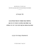 Giải pháp hoàn thiện hệ thống quản lý chất lượng ISO 9001 tại công ty tư vấn xây dựng Sino Pacific Luận văn thạc sĩ 2013