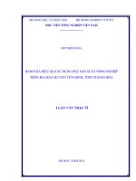 Đánh giá hiệu quả sử dụng đất sản xuất nông nghiệp trên địa bàn huyện Yên Định, tỉnh Thanh Hóa
