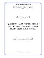 Luận văn thạc sĩ Quyết định đầu tư và rủi ro phá sản của các Công ty niêm yết trên thị trường chứng khoán Việt Nam