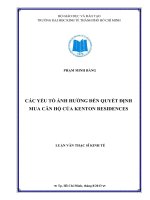CÁC YẾU TỐ ẢNH HƯỞNG ĐẾN QUYẾT ĐỊNH MUA CĂN HỘ CỦA KENTON RESIDENCES