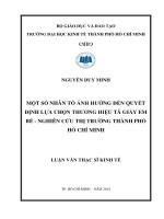Một số nhân tố ảnh hưởng đến xu hướng lựa chọn thương hiệu tã giấy em bé   nghiên cứu thị trường thành phố hồ chí minh