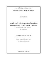 Nghiên cứu mối quan hệ giữa giá trị doanh nghiệp và rủi ro tại việt nam
