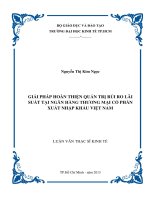 Luận văn thạc sĩ Giải pháp hoàn thiện quản trị rủi ro lãi suất tại Ngân hàng thương mại cổ phần xuất nhập khẩu Việt Nam