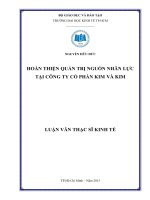 Hoàn thiện quản trị nguồn nhân lực tại công ty cổ phần Kim và Kim