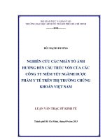 Luận văn thạc sĩ Nghiên cứu các nhân tố ảnh hưởng đến cấu trúc vốn của các công ty niêm yết ngành dược phẩm y tế trên thị trường chứng khoán Việt Nam