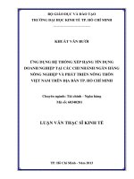 Luận văn thạc sĩ Ứng dụng hệ thống xếp hạng tín dụng doanh nghiệp tại các Chi nhánh Ngân hàng nông nghiệp và phát triển nông thôn Việt Nam trên địa bàn TP. HCM