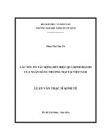 Luận văn thạc sĩ  Các yếu tố tác động đến hiệu quả kinh doanh của ngân hàng thương mại tại Việt Nam