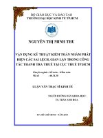 Luận văn thạc sĩ Vận dụng kỹ thuật kiểm toán nhằm phát hiện các sai lệch, gian lận trong công tác thanh tra thuế tại cục thuế TPHCM