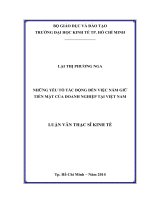 Những yếu tố tác động đến việc nắm giữ tiền mặt của doanh nghiệp tại việt nam