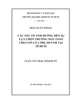Luận văn Các yếu tố ảnh hưởng đến sự lựa chọn trường mẫu giáo cho con của phụ huynh tại TPHCM