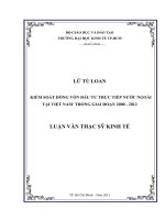 LUẬN VĂN THẠC SĨ KIỂM SOÁT DÒNG VỐN ĐẦU TƯ TRỰC TIẾP NƯỚC NGOÀI TẠI VIỆT NAM TRONG GIAI ĐOẠN 2000 - 2012.PDF