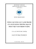 Nâng cao năng lực cạnh tranh của Ngân hàng thương mại cổ phần Việt Nam thị vượng  Luận văn thạc sĩ