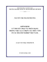 Kiểm định lý thuyết trật tự phân hạng trong việc lựa chọn cấu trúc vốn ở các doanh nghiệp Việt Nam