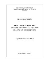 Luận văn thạc sĩ  Kiểm tra mức độ dự báo kiệt quệ tài chính tại Việt Nam của các mô hình hiện hữu