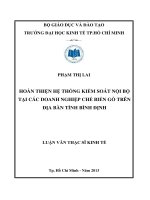 Luận văn thạc sĩ  Hoàn thiện hệ thống kiểm soát nội bộ tại các doanh nghiệp chế biến gỗ trên địa bàn tỉnh Bình Định