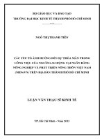 Luận văn thạc sĩ Các yếu tố ảnh hưởng đến sự thỏa mãn trong công việc của người lao động tại Ngân hàng nông nghiệp và phát triển nông thôn Việt Nam (NHNoVN) trên địa bàn TP Hồ Chí Minh