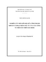 Luận văn thạc sĩ Nghiên cứu mối liên hệ giữa tính thanh khoản và hoạt động đầu tư của các Công ty niêm yết trên sàn HOSE