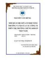 Luận văn thạc sĩ Mối quan hệ giữa cơ hội tăng trưởng và nợ của các Công ty trên TTCK Việt Nam