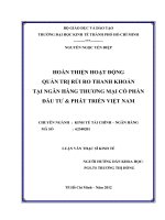 Luận văn thạc sĩ  Hoàn thiện hoạt động quản trị rủi ro thanh khoản tại ngân hàng thương mại cổ phần đầu tư & phát triển Việt Nam