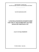Luận văn thạc sĩ  Lập kế hoạch kinh doanh khởi nghiệp cho công ty TNHH một thành viên thời trang NTP