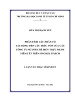 PHÂN TÍCH CÁC NHÂN TỐ TÁC ĐỘNG ĐẾN CẤU TRÚC VỐN CỦA CÁC CÔNG TY NGÀNH CHẾ BIẾN THỰC PHẨM NIÊM YẾT TRÊN SỞ GDCK TP HỒ CHÍ MINH