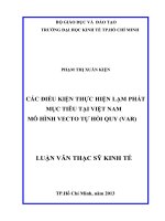 Các điều kiện thực hiện lạm phát mục tiêu tại Việt Nam mô hình vecto tự hồi quy (VAR)