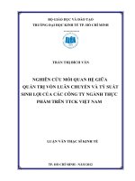 Nghiên cứu mối quan hệ giữa quản trị vốn luân chuyển và tỷ suất sinh lợi của các công ty ngành thực phẩm trên TTCK Việt Nam