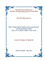 Phát triển hoạt động Bancassurance tại ngân hàng TMCP đầu tư và phát triển Việt Nam