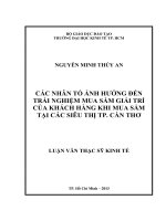 Luận văn thạc sĩ  Các nhân tố ảnh hưởng đến trải nghiệm mua sắm giải trí của khách hàng khi mua sắm tại các siêu thị thành phố Cần Thơ