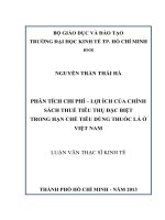 PHÂN TÍCH CHI PHÍ - LỢI ÍCH CỦA CHÍNH SÁCH THUẾ TIÊU THỤ ĐẶC BIỆT TRONG HẠN CHẾ TIÊU DÙNG THUỐC LÁ Ở VIỆT NAM.PDF