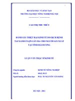 Đánh giá thiệt hại kinh tế do dịch bệnh tai xanh ở lợn gây ra cho người sản xuất tại Tỉnh Hải Dương