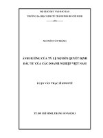 ẢNH HƯỞNG CỦA TỶ LỆ NỢ ĐẾN QUYẾT ĐỊNH ĐẦU TƯ CỦA CÁC DOANH NGHIỆP VIỆT NAM.PDF