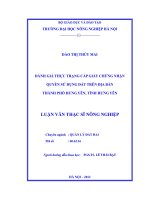 Đánh giá thực trạng cấp giấy chứng nhận quyền sử dụng đất trên địa bàn Thành phố Hưng Yên, Tỉnh Hưng Yên