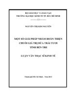 Một số giải pháp nhằm hoàn thiện chuỗi giá trị dừa trái tươi tỉnh Bến Tre
