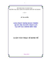 Luận văn thạc sĩ Giải pháp nhằm hoàn thiện quản trị nguồn nhân lực tại Sở Tài chính Bến Tre