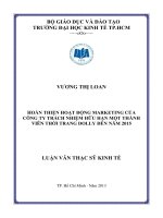 Luận văn thạc sĩ  Hoàn thiện hoạt động Marketing của Công ty trách nhiệm hữu hạn một thành viên thời trang Dolly đến năm 2015