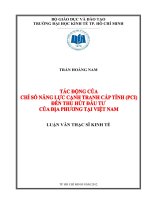 Luận văn thạc sĩ  Tác động của chỉ số năng lực cạnh tranh cấp tỉnh (PCI) đế thu hút đầu tư của địa phương tại Việt Nam