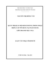 Quản trị quan hệ khách hàng trong hoạt động cấp tín dụng tại Ngân hàng Liên doanh Việt - Nga