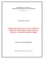 Chính sách cổ tức của các công ty niêm yết trên hose Phân tích xu hướng và nhân tố quyết định