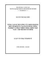 Nâng cao sự hài lòng của khách hàng đối với dịch vụ tại ngân hàng nông nghiệp và phát triển nông thôn Việt Nam - Chi nhánh Tân Bình