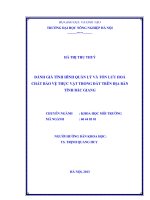 Đánh giá tình hình quản lý và tồn lưu hóa chất bảo vệ thực vật trong đất trên địa bàn tỉnh Bắc Giang
