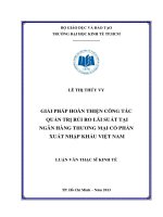 Luận văn thạc sĩ kinh tế Giải pháp hoàn thiện công tác quản trị rủi ro lãi suất tại ngân hàng thương mại cổ phần xuất nhập khẩu Việt nam