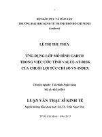 Ứng dụng lớp mô hình Garch trong việc ước tính Value-At-Risk của chuỗi lợi tức chỉ số VN-Index