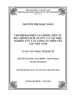 CHI PHÍ ĐẠI DIỆN CỦA ĐỒNG TIỀN TỰ DO, CHÍNH SÁCH CỔ TỨC VÀ TÀI TRỢ - NGHIÊN CỨU CÁC CÔNG TY NIÊM YẾT TẠI VIỆT NAM LUẬN VĂN THẠC SĨ.PDF
