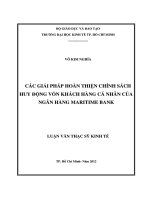 Luận văn thạc sĩ  Các giải pháp hoàn thiện chính sách huy động vốn khách hàng cá nhân của ngân hàng Maritime Bank