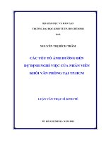 Các yếu tố ảnh hưởng đến dự định nghỉ việc của nhân viên khối văn phòng tại thành phố Hồ Chí Minh