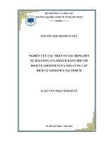 NGHIÊN CỨU CÁC NHÂN TỐ TÁC ĐỘNG ĐẾN SỰ HÀI LÒNG CỦA KHÁCH HÀNG ĐỐI VỚI DỊCH VỤ LOGISTICS CỦA NHÀ CUNG CẤP DỊCH VỤ LOGISTICS TẠI TP HỒ CHÍ MINH